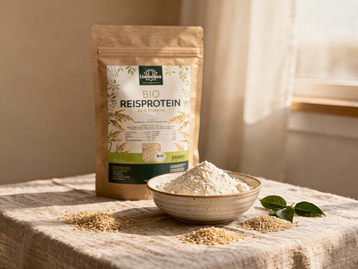 Organic Rice Protein Powder - 80 % protein content - 1000 g - from Unimedica