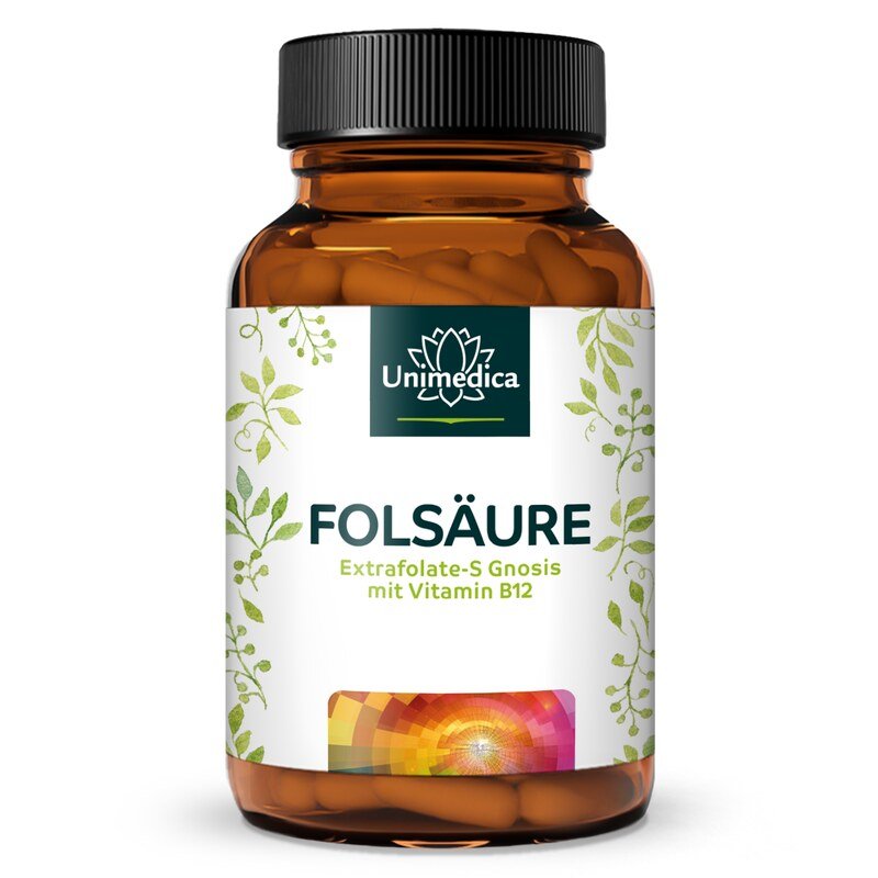 Folic acid with Extrafolate S from Gnosis and vitamin B12 - 800 µg folic acid and 25 µg vitamin B12 per daily dose (1 capsule) - 180 capsules - from Unimedica