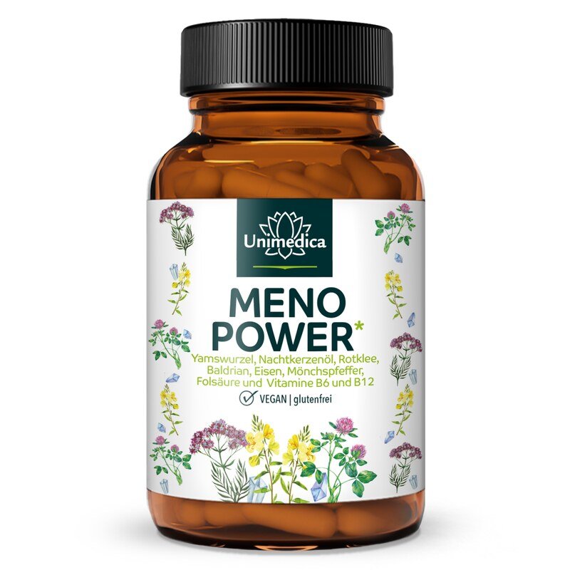 Menopower* - including yam root, evening primrose oil, iron and B vitamins - 90 capsules - from Unimedica
