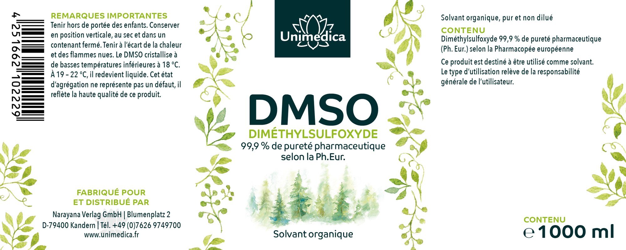 DMSO 99,9 % - 1.000 ml - von Unimedica