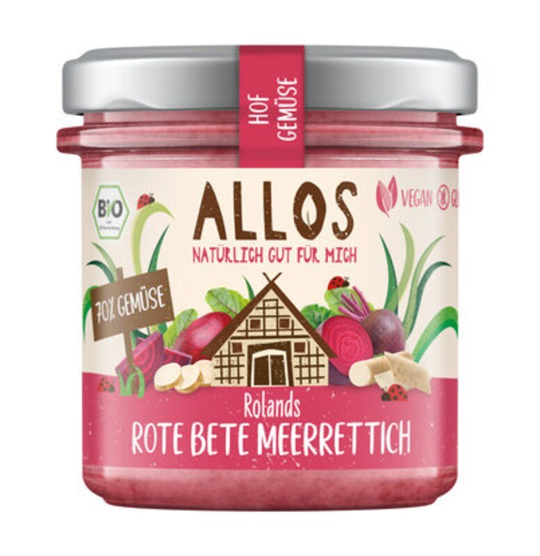 Hof-Gemüse Rolands rote Bete Meerrettich Brotaufstrich Bio - Allos - 135 g