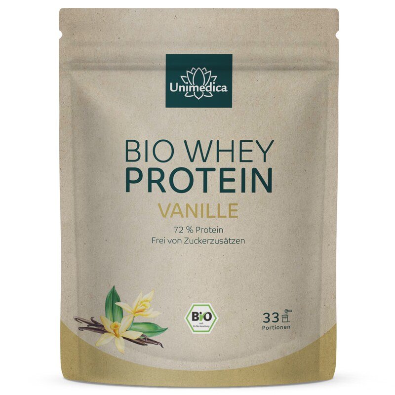 Organic Whey Protein - Vanilla - 72 % protein - 1 kg - from Unimedica