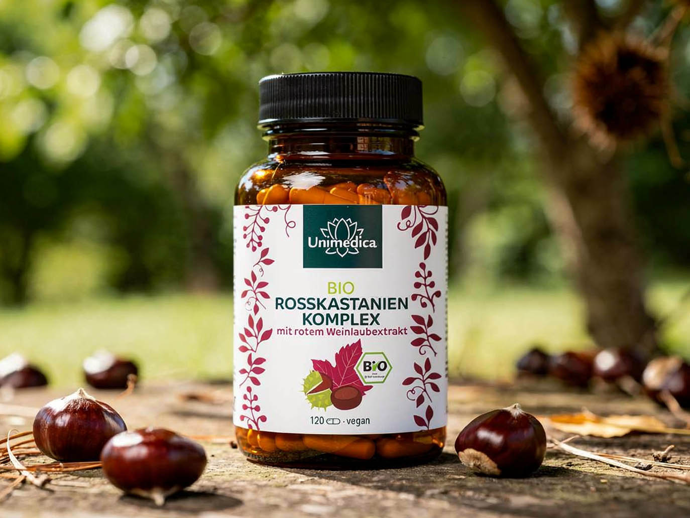 Organic Horse Chestnut Complex with Red Vine Leaf and Acerola - 120 capsules  by Unimedica