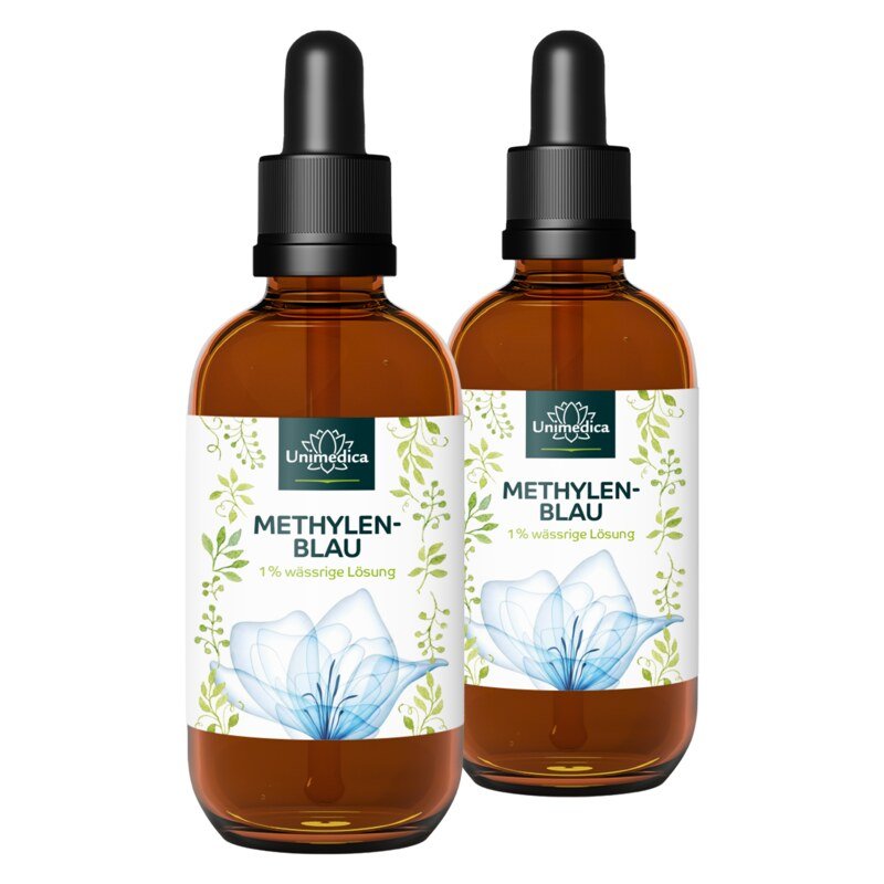 Set: Methylene Blue  1 % aqueous solution  99.8 % pure  free of heavy metals  2 x 100 ml  by Unimedica