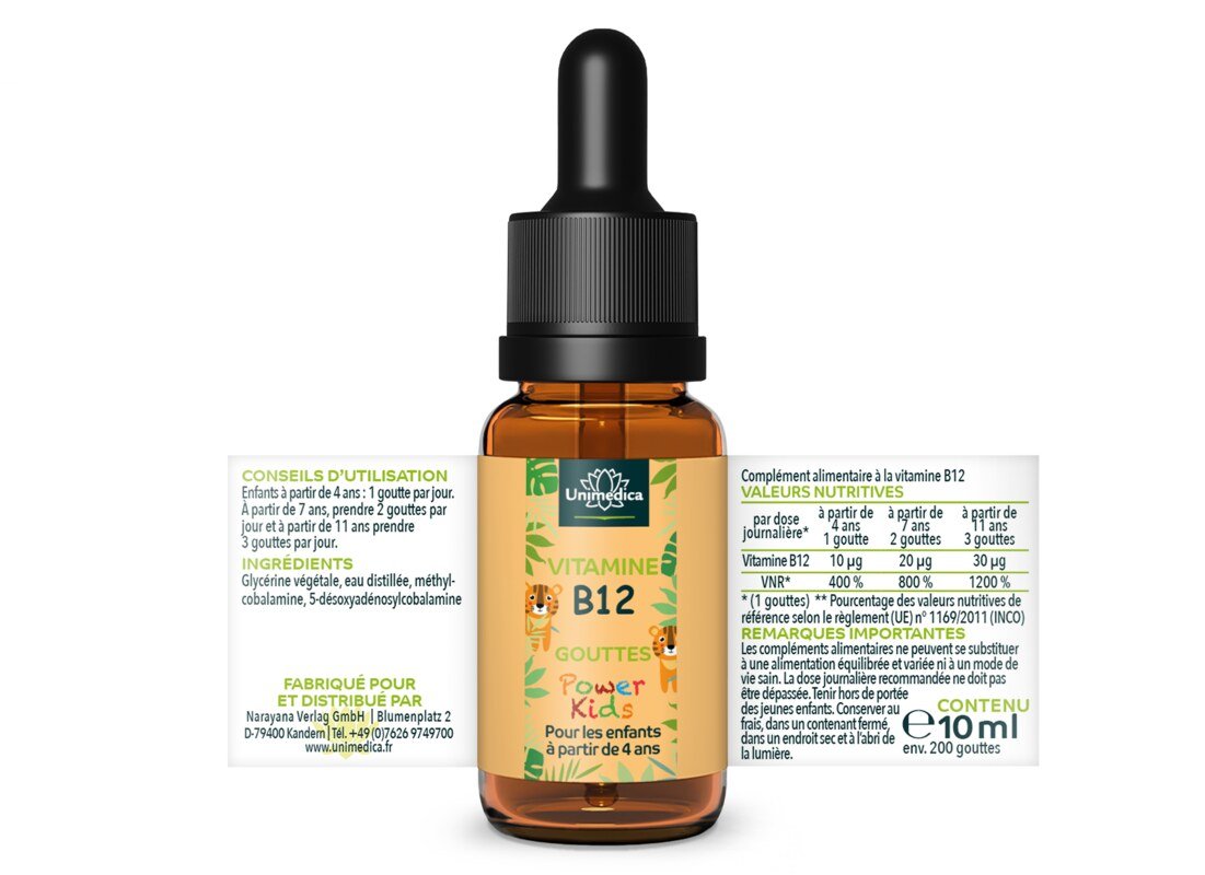 Power Kids - Vitamin B12 Tropfen - 10 ml - von Unimedica