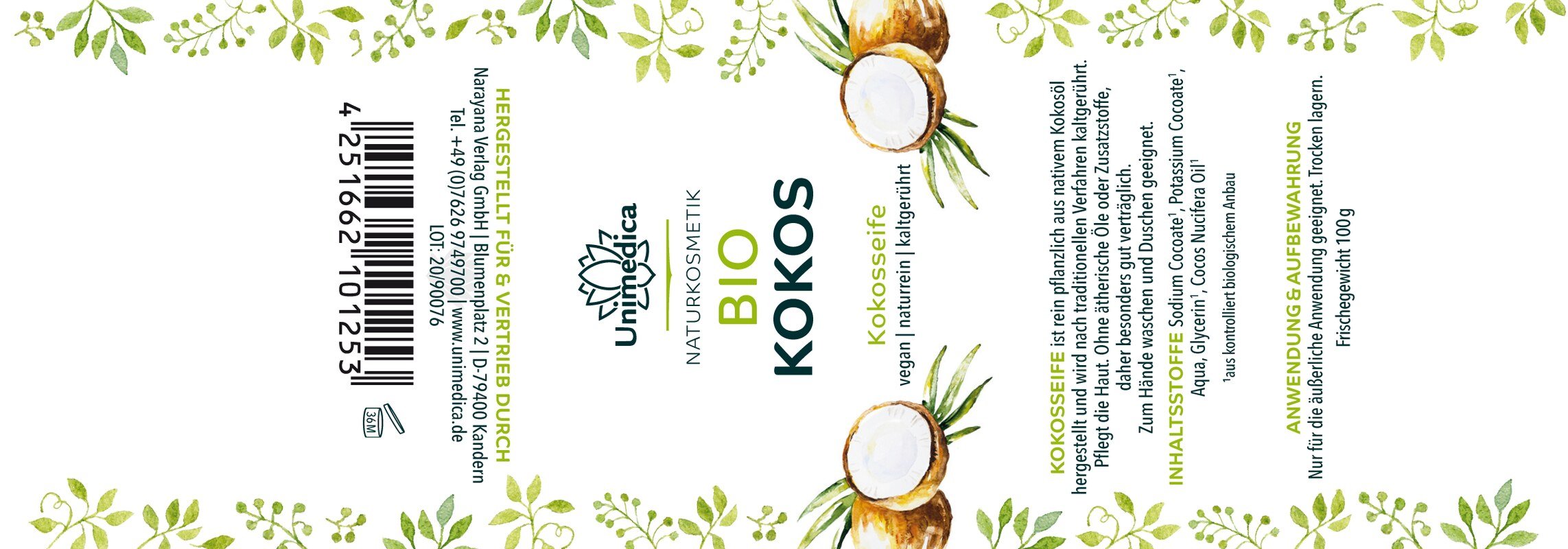 2er-Sparset: Bio Kokosseife - naturrein - 2 x 100 g - von Unimedica