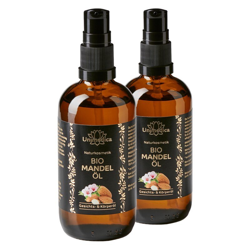 Set: Organic almond oil - face and body oil - 2 x 100 ml - from Unimedica