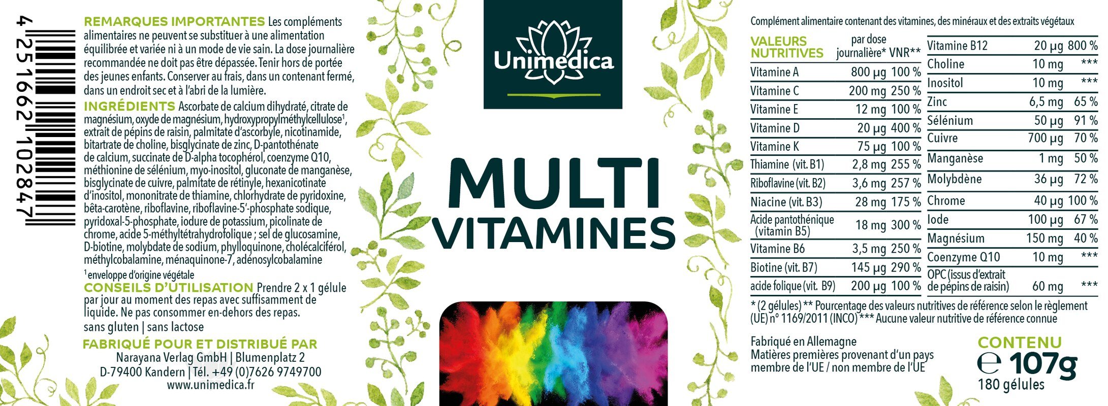 2er-Sparset: Multivitamin Kapseln - 2 x 180 Kapseln - von Unimedica