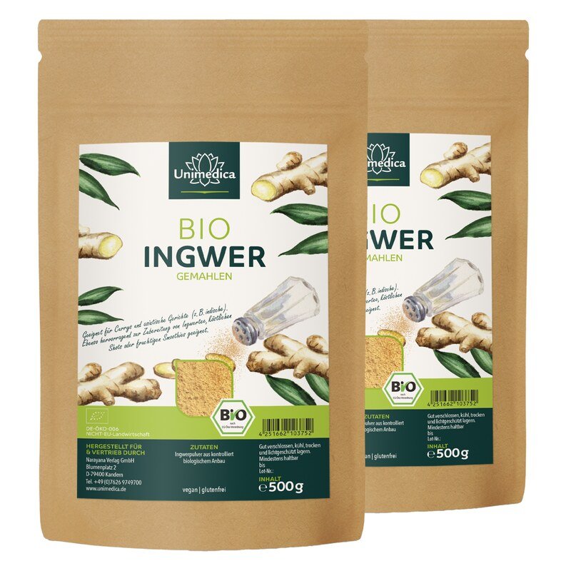 Set: Organic ground ginger - 2 x 500 g - by Unimedica
