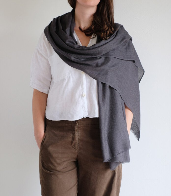 Merino silk scarf 70x200cm in light Diamond weave